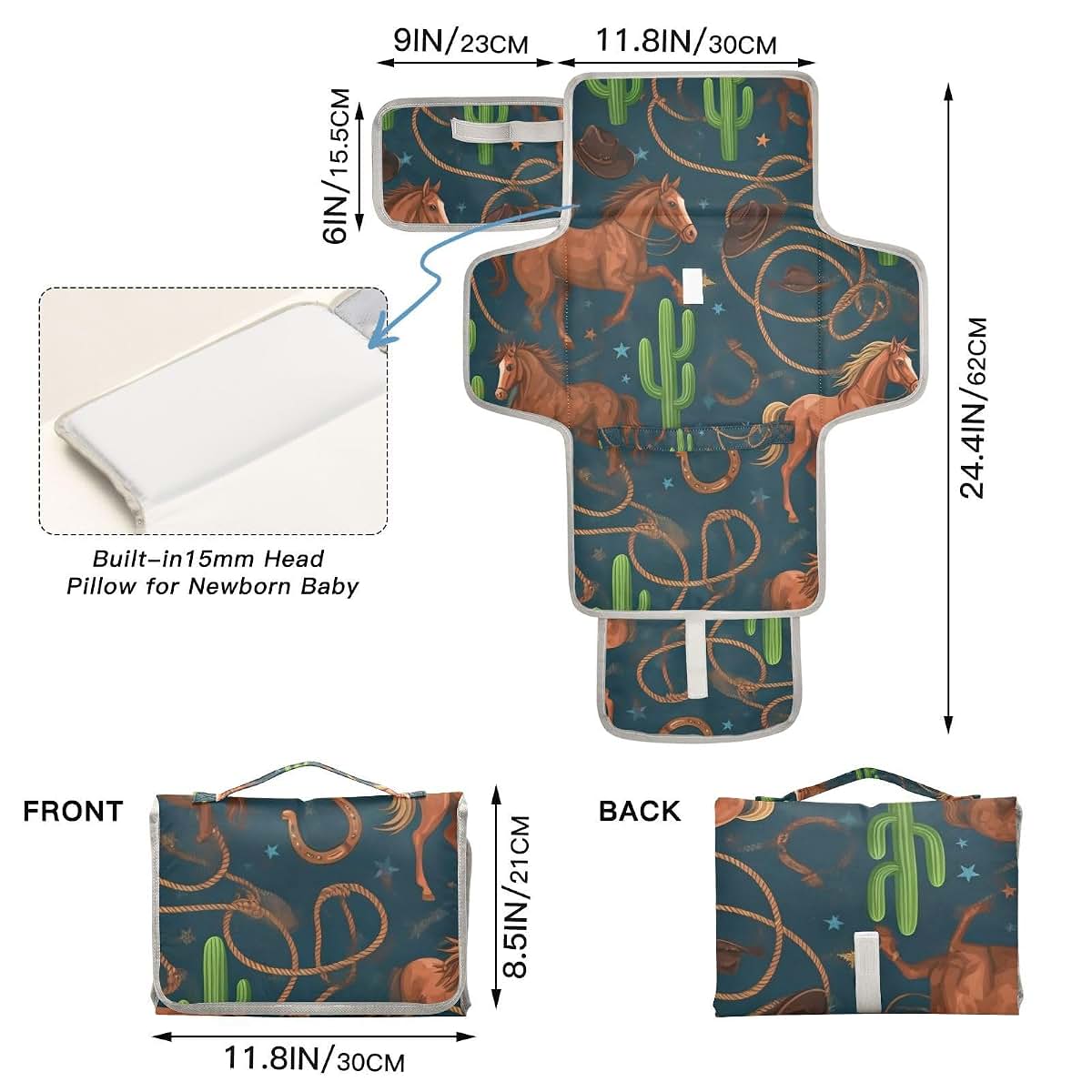 Portable Waterproof Diaper Changing Pad with Pillow for Babies