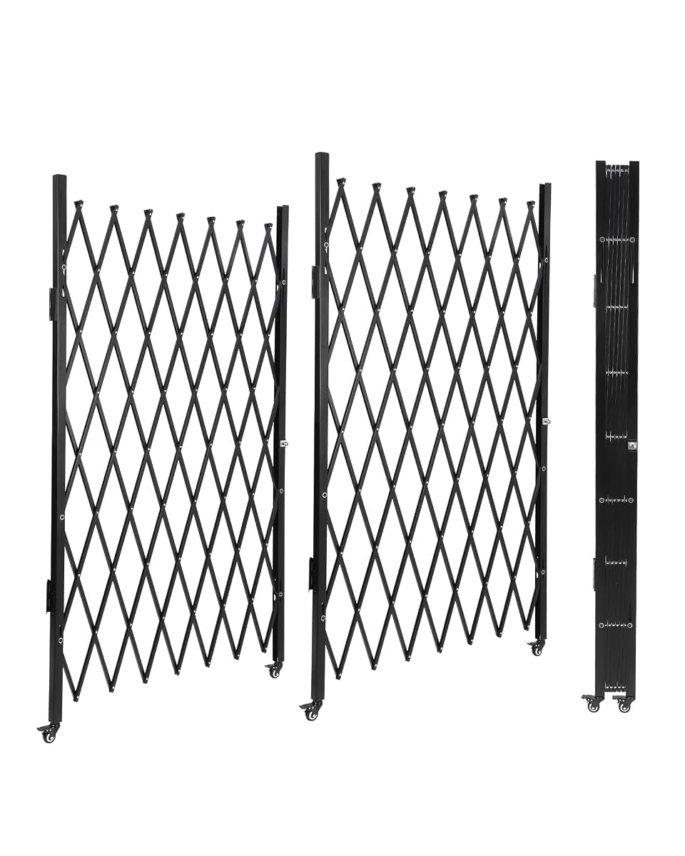 ExploreHorizon Double Folding Security Gate, 61" H x 122" W Flexible Expanding Gate