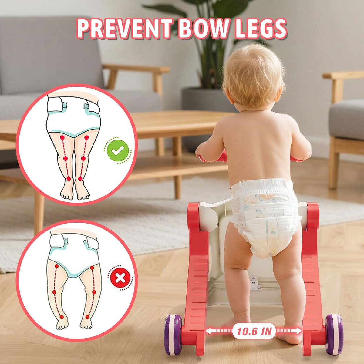 QDRAGON 5 in 1 Push Walker for Toddler Girl, Red (photo 4)