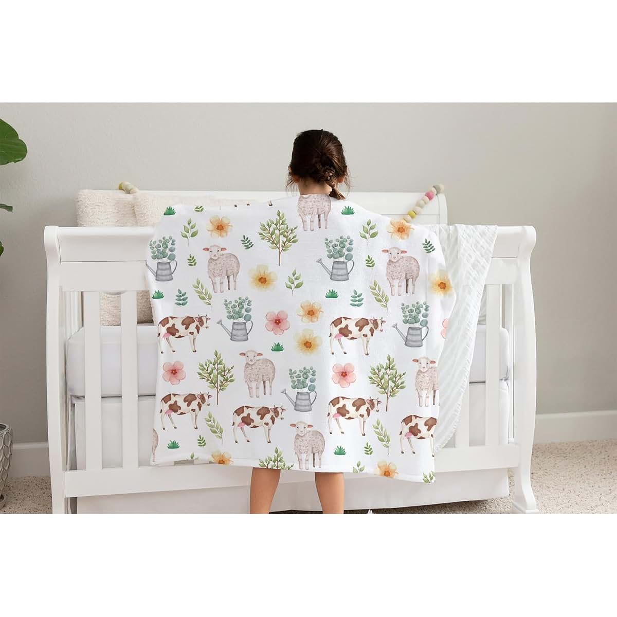 SqtmuHLuo Farm Animals Baby Blanket, Lightweight Flannel Swaddle (photo 3)