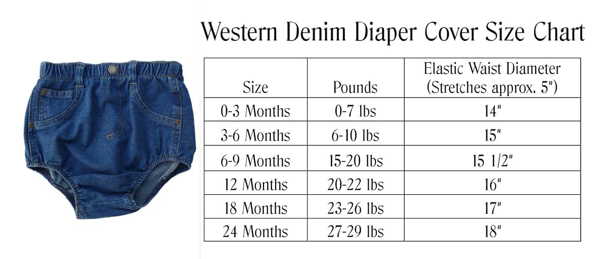 4Rodeo Western Denim Diaper Cover For Babies - 24 Months