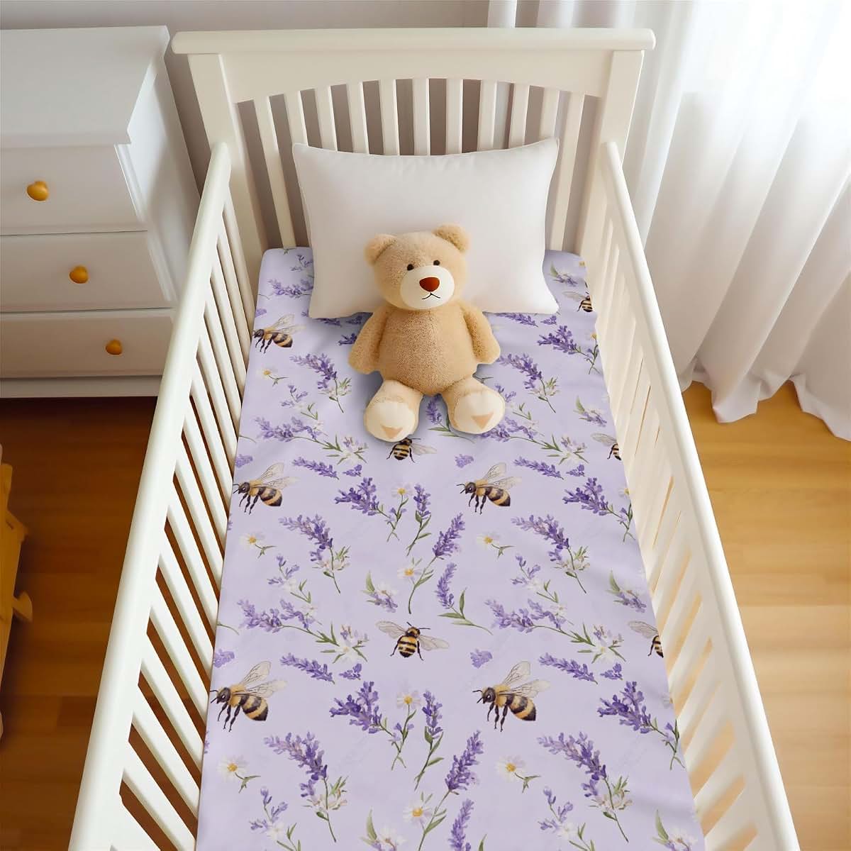 Wicbfdfv Lavender Daisy Floral Fitted Crib Sheet For Standard Mattresses (photo 4)