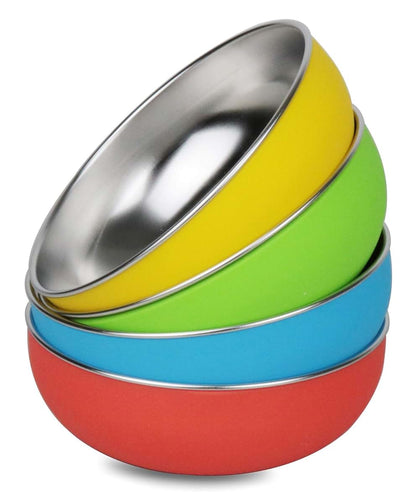 WeeMoose Stainless Steel Baby Bowls Set of 4 with Silicone Shells