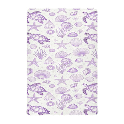 decor gift Muslin Fitted Crib Sheet Coastal Beach Summer Purple Ocean Seashell Bedding for boy 39''x 27''