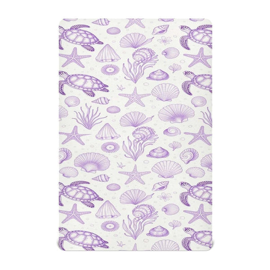 decor gift Muslin Fitted Crib Sheet Coastal Beach Summer Purple Ocean Seashell Bedding for boy 39''x 27''