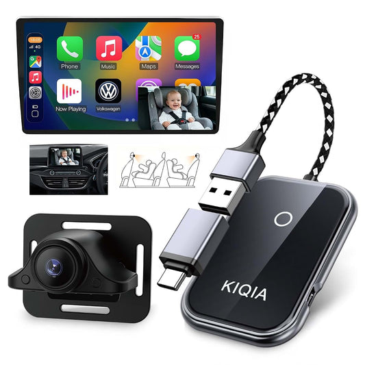 KIQIA Baby Car Camera with Wireless CarPlay & Android Auto Adapter