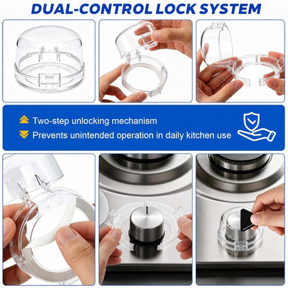 Stove Knob Safety Covers 5 Pack, Dual-Button Oven Knob Covers, White