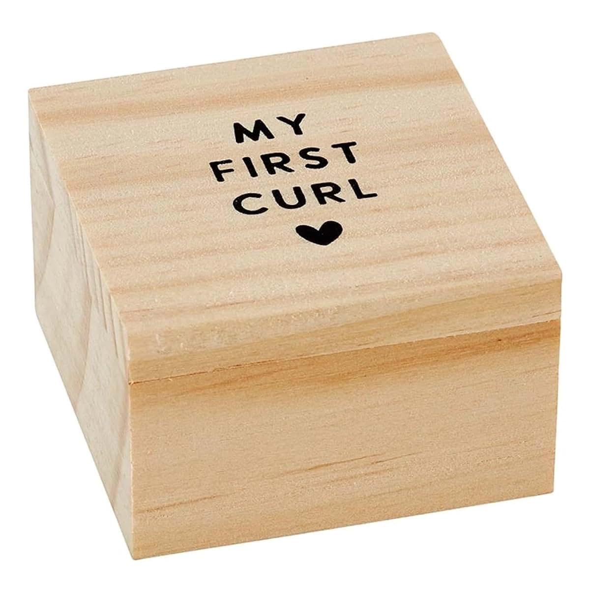 Stephan Baby Keepsake Box Pine Wood Memory Storage Case for First Infant Curl Gift, 2", My First Curl