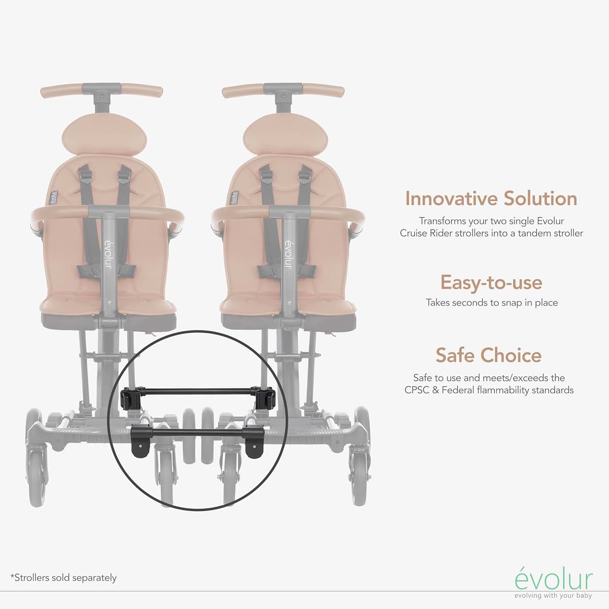Evolur Cruise Rider Twin Connector For Tandem Stroller Setup (photo 3)