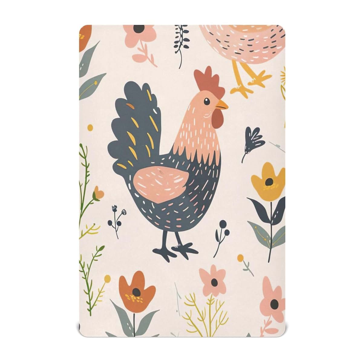 Qilmy Chicken Fitted Crib Sheet for Girls and Boys, Soft Breathable for Standard Crib & Toddler Mattress 27 x 39 in