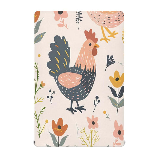 Qilmy Chicken Fitted Crib Sheet for Girls and Boys, Soft Breathable for Standard Crib & Toddler Mattress 27 x 39 in