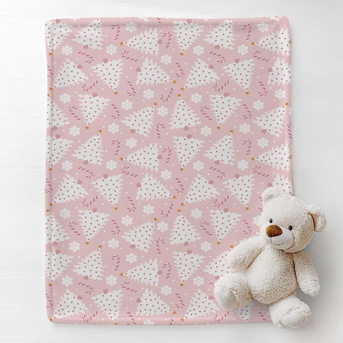 Cstdyfrv Baby Blanket With Christmas Tree And Snowflake Print (photo 2)