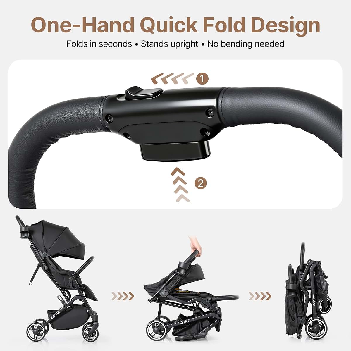 Cutebeams Compact Travel Stroller With One-Hand Fold And Adjustable Canopy (photo 4)