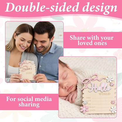 Matwsec Hello World Newborn Sign | Customizable Baby Name Announcement Prop