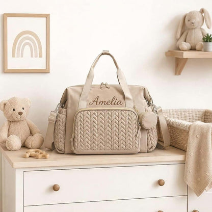ECOVOYGGE Large Personalized Diaper Bag, Custom Embroidery Name Baby Bag, Multifunction Travel Maternity Bag,Gift for (photo 2)