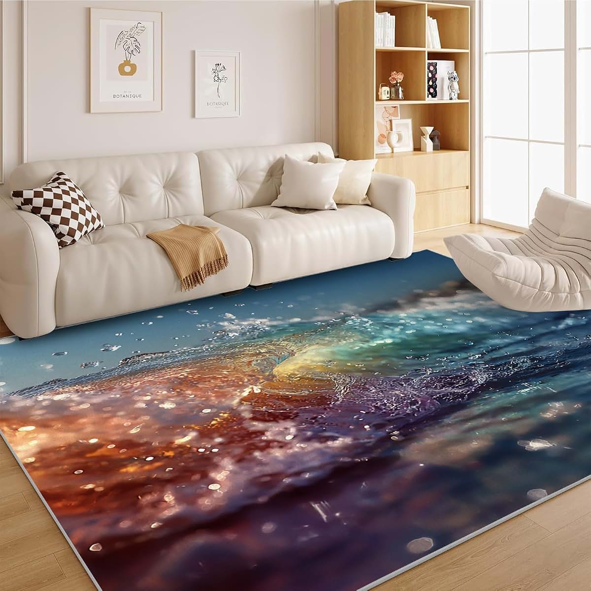 dyausi Ocean Rug - 3D 3x5 Rugs for Bedroom Living Room Low Pile Indoor Washable Neutral Door Mat Non-Slip Soft Floor