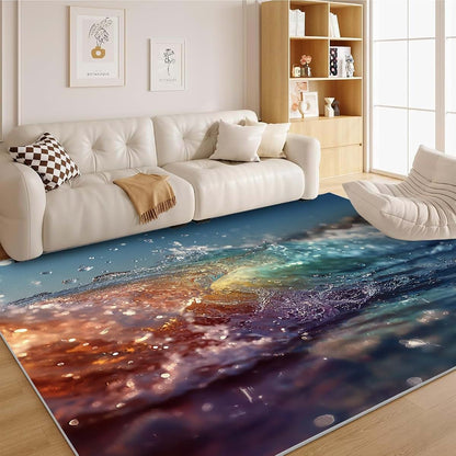 dyausi Ocean Rug - 3D 3x5 Rugs for Bedroom Living Room Low Pile Indoor Washable Neutral Door Mat Non-Slip Soft Floor