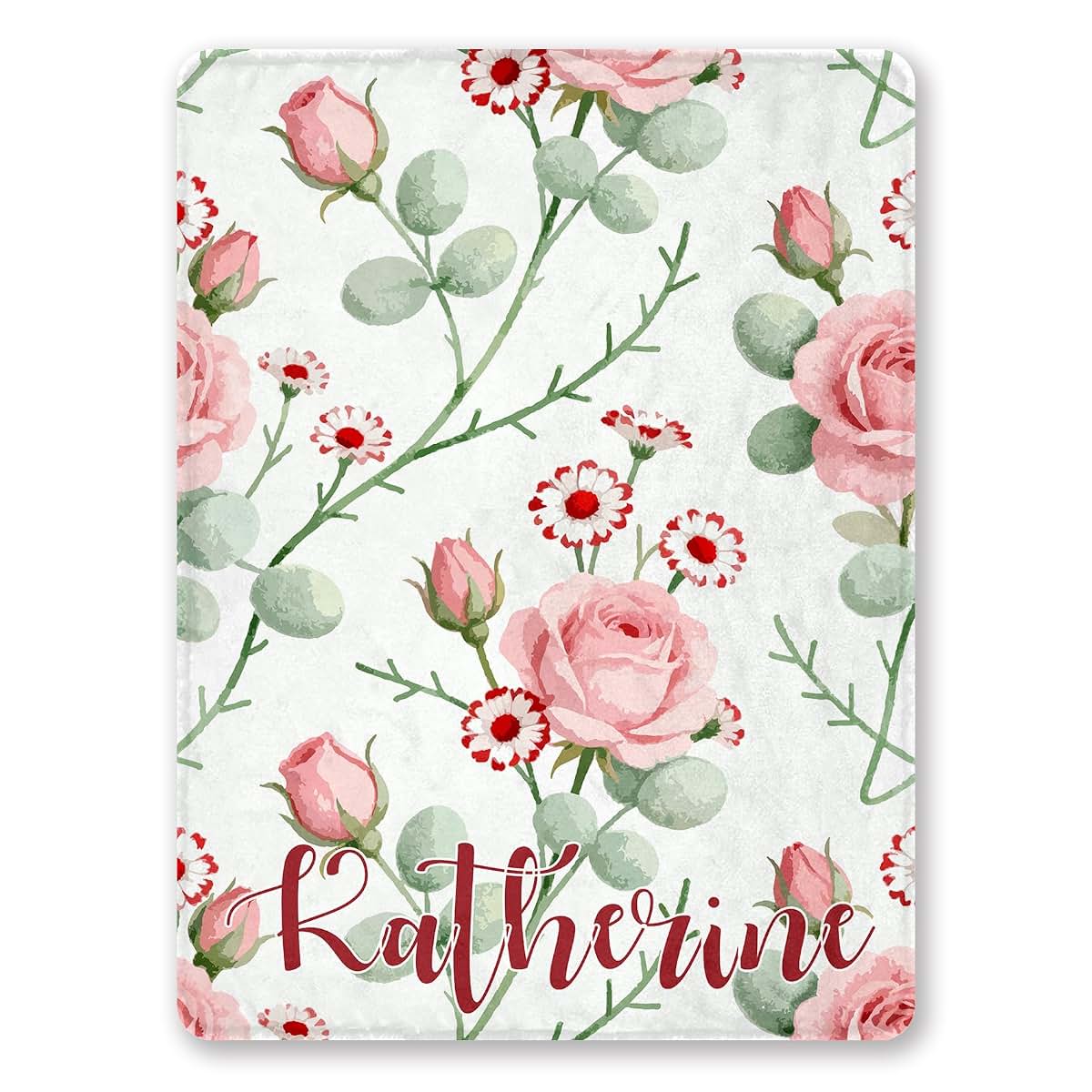 SBQMVGNZ Custom Funny Baby Blankets for Girls Boys Personalized Pink Floral Name Fleece Throw Blanket, Gifts for Baby