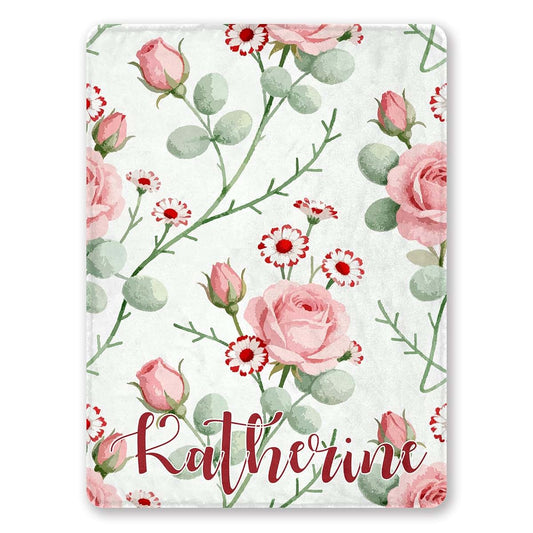 SBQMVGNZ Custom Funny Baby Blankets for Girls Boys Personalized Pink Floral Name Fleece Throw Blanket, Gifts for Baby