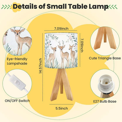 Baby Deer Tripod Nightstand Lamp With 16 Colors And Linen Shade