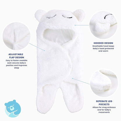Snuggle Bear Baby Swaddle Blanket Wrap Cute Newborn Bear Onesie White (photo 3)