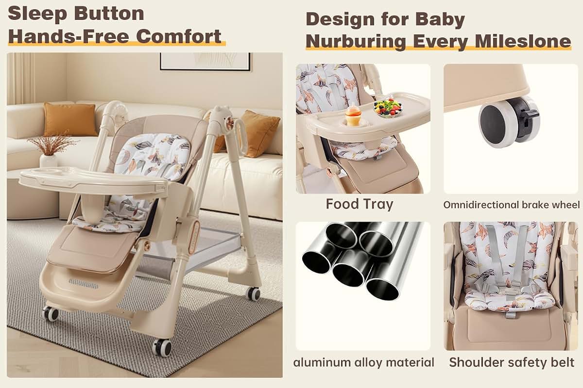 Magic ZC PU Leather Highchair, Adjustable Baby High Chair, High Chairs for Babies and Toddlers, Easy to Fold Baby Chair (photo 3)