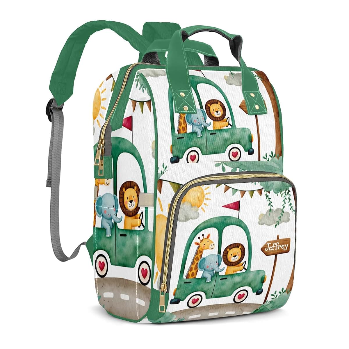 Joyestore Personalized Forest Animals Custom Mom Bag with Name,Dad and Mom Diaper Backpack Waterproof Baby Shower for (photo 2)