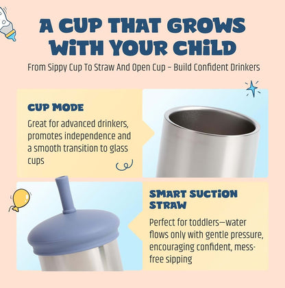 Jumble Dream Insulated Stainless Steel Toddler Straw Cup, 7 oz