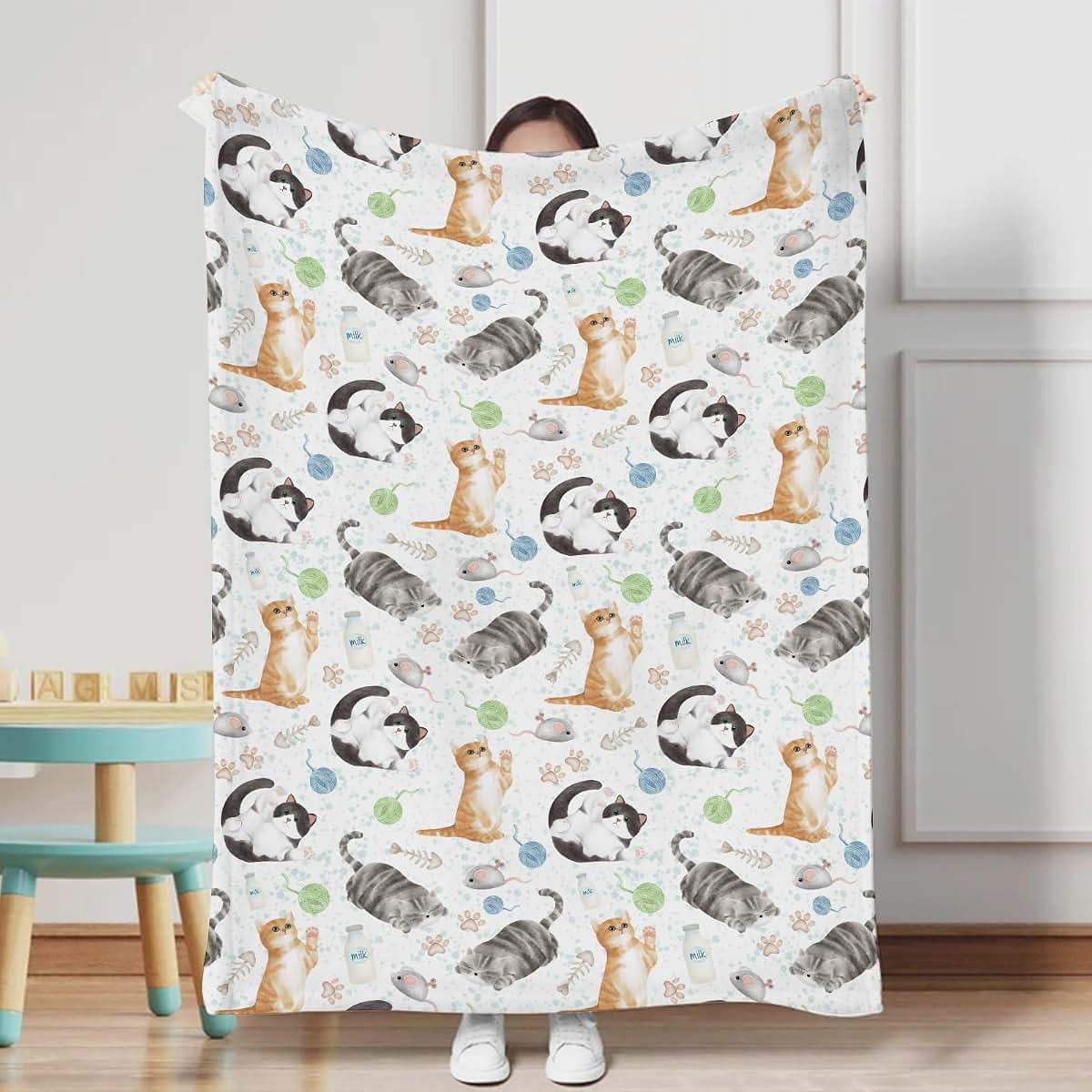 Hwmmbh Cute Cats Paws Flannel Swaddle Blanket, 30x40 Inches