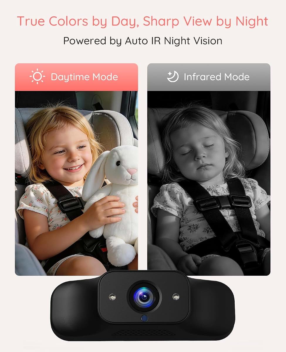 LUCKVIEW BM1 Baby Car Camera with 5" 1080P HD Display, IR Night Vision and 3X Zoom
