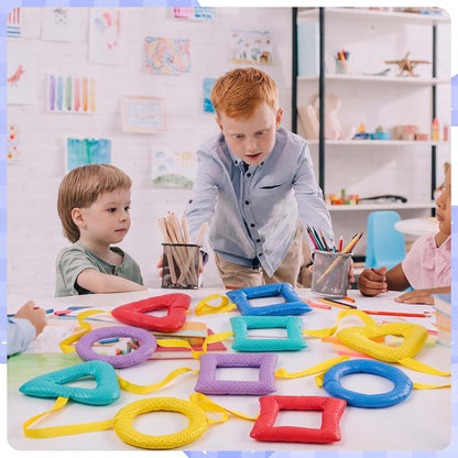 Woanger Preschool Walking Rope with 10 PU Shape Handles, 165 Inch Classroom Line for Kids
