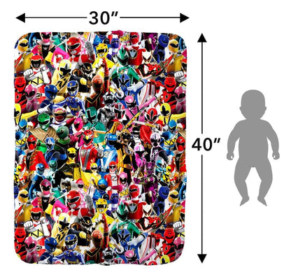 Power Rangers Crowd of Rangers Sherpa Baby Blanket 30x40 Inches