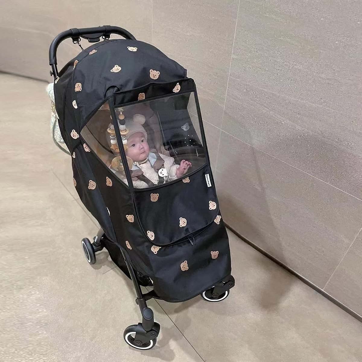 Amonida Oxford Cloth Stroller Rain Cover With Bear Pattern