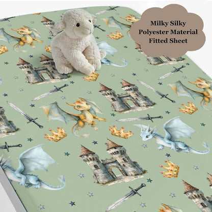Wicbfdfv Fairytale Dragon Castle Fitted Baby Crib Sheet (photo 3)