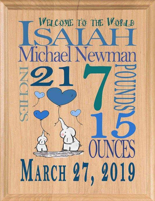 Broad Bay Personalized New Baby Boy Gift Sign Announcement Nursery Décor Art for Newborn Boys New Parents Mom or Dad