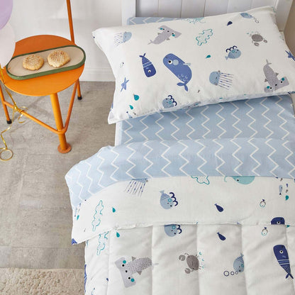 Joyreap 4 Piece Cotton Toddler Bedding Set with Ocean Animal Print