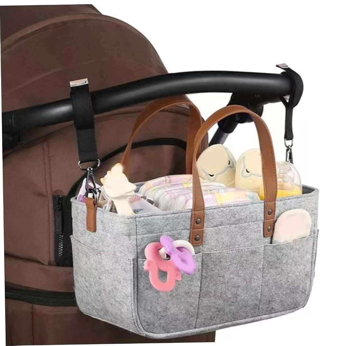 Cnafgbgg Portable Felt Diaper Caddy Organizer Grey (photo 2)