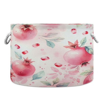 Burbuja Pomegranates Round Storage Basket with Cotton Rope Handles