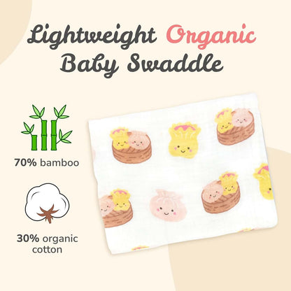 Wee Bean Swaddle Muslin Blanket for Baby (Dim Sum)