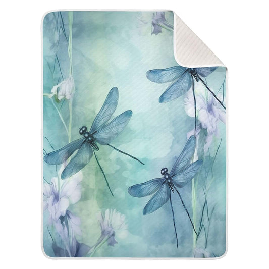 Guiji Dragonfly Watercolour Cotton Quilt Blanket for Crib and Stroller