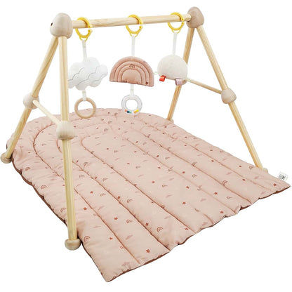 Wooden Baby Play Gym & Activity Mat for Sensory Development