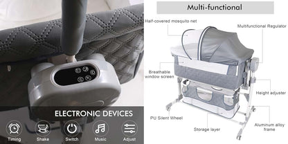 MoLi Electric Bluetooth Smart Baby Bedside Crib Bassinet Foldable Infant Bedside Cot Toddler Multifunctional Cradle (photo 3)