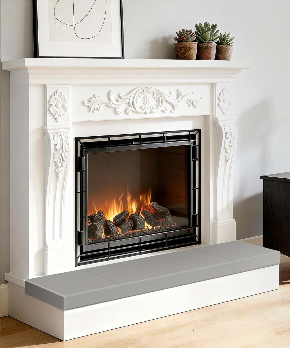 Fireplace Baby Proofing 80 Inch Corner Guard Hearth Cushion Grey NBR Memory Foam