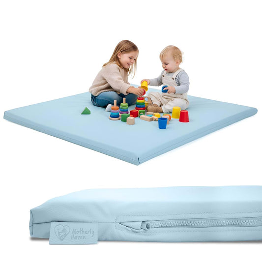 Motherly Haven Play Mat Cover, 50” x 50” Blue