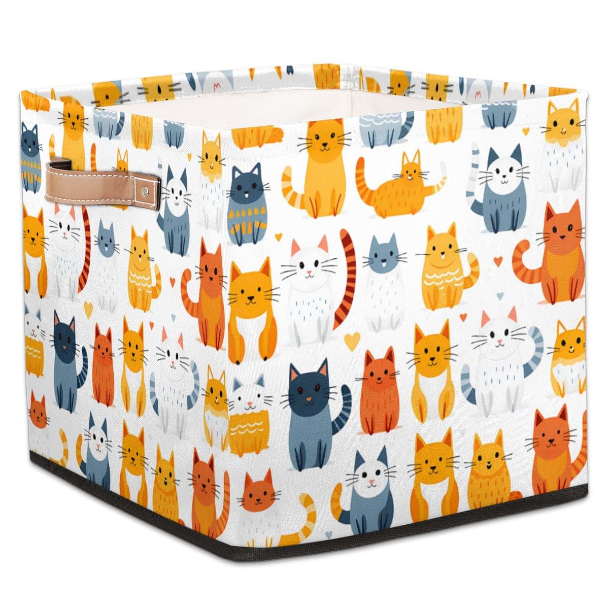 13x13 Inch Polyester Storage Basket Bin With Cats Pattern