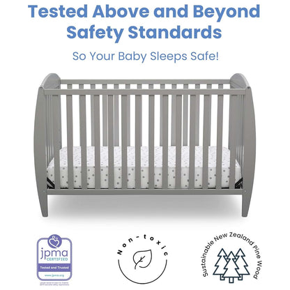 Delta Children Taylor 4-in-1 Convertible Baby Crib, Grey, Sustainable New Zealand Wood