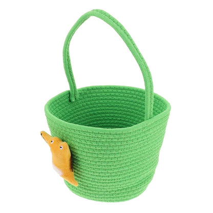 Handwoven Cotton Rope Basket with Dinosaur Nursery Storage