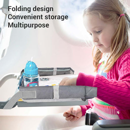 SIXRUN Kids Airplane Travel Tray Cover, Folding Table Toy Organizer Bag, Grey, Polyester Fiber, Multifunctional Design (photo 4)