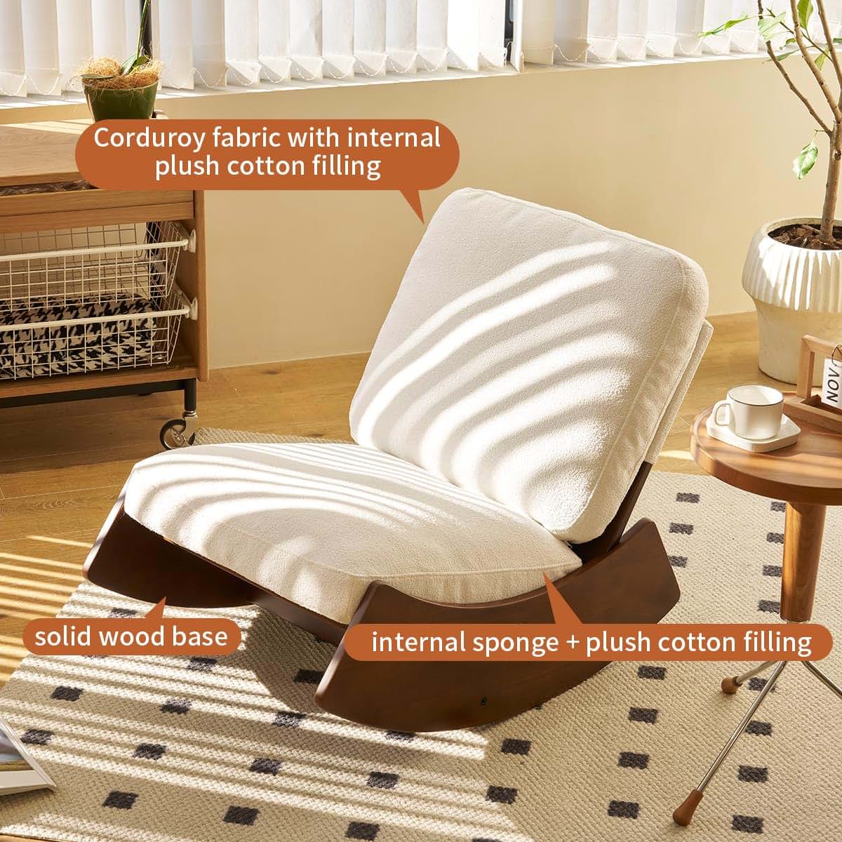 Solid Wood Glider Rocking Chair for Nursery and Living Room Comfort
