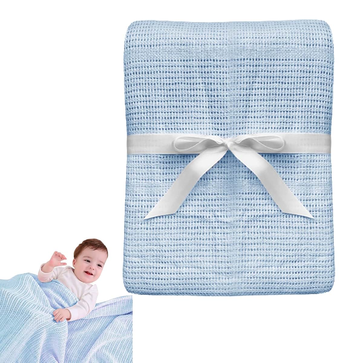 Yeory Cellular Blankets Baby Extra Soft Breathable Cotton Blankets Light Weight Sleeping Blanket Machine Washable for